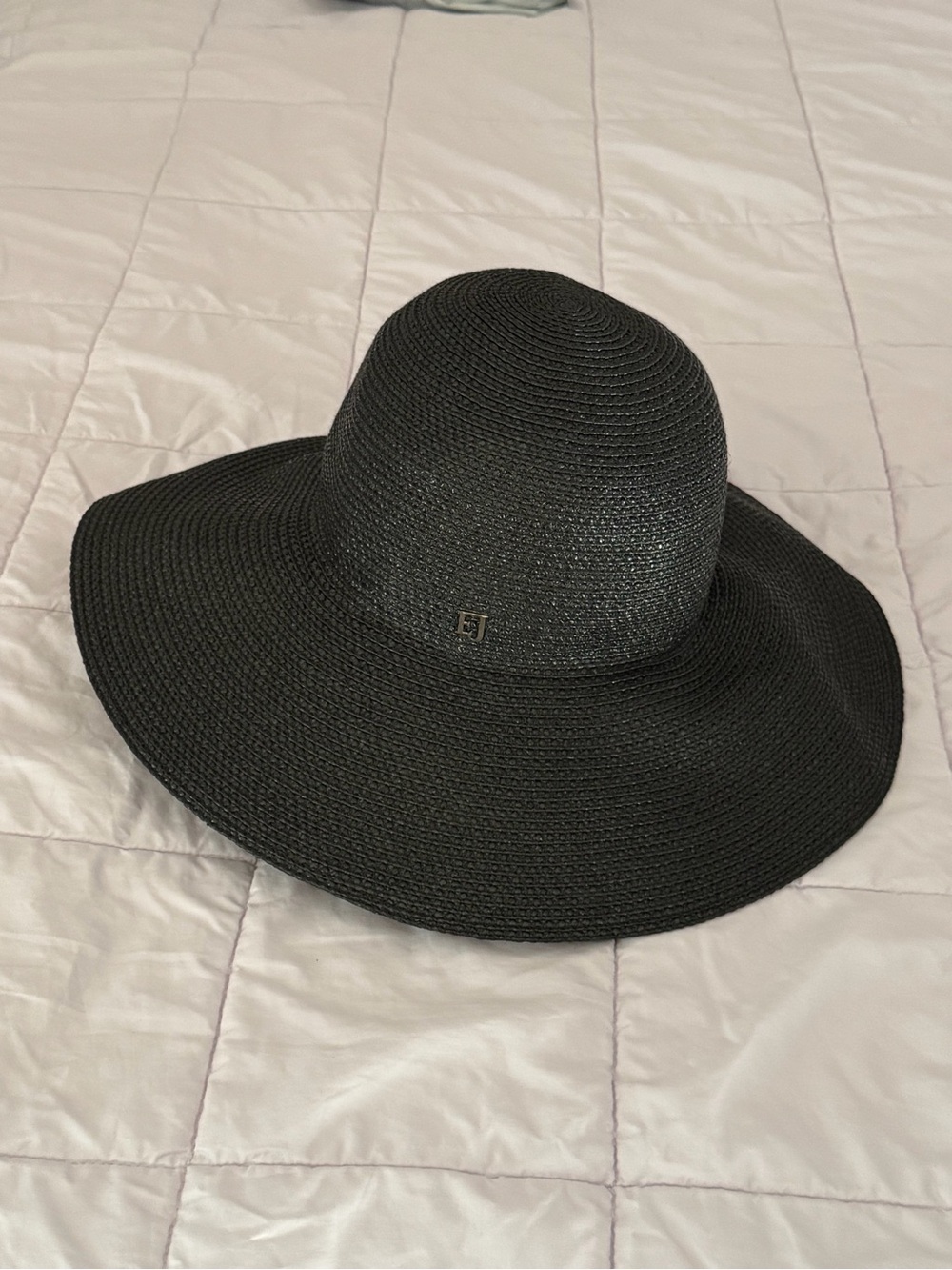 Eric Javits Wide-Brim Packable Straw Hat in Black - Picture 3 of 4